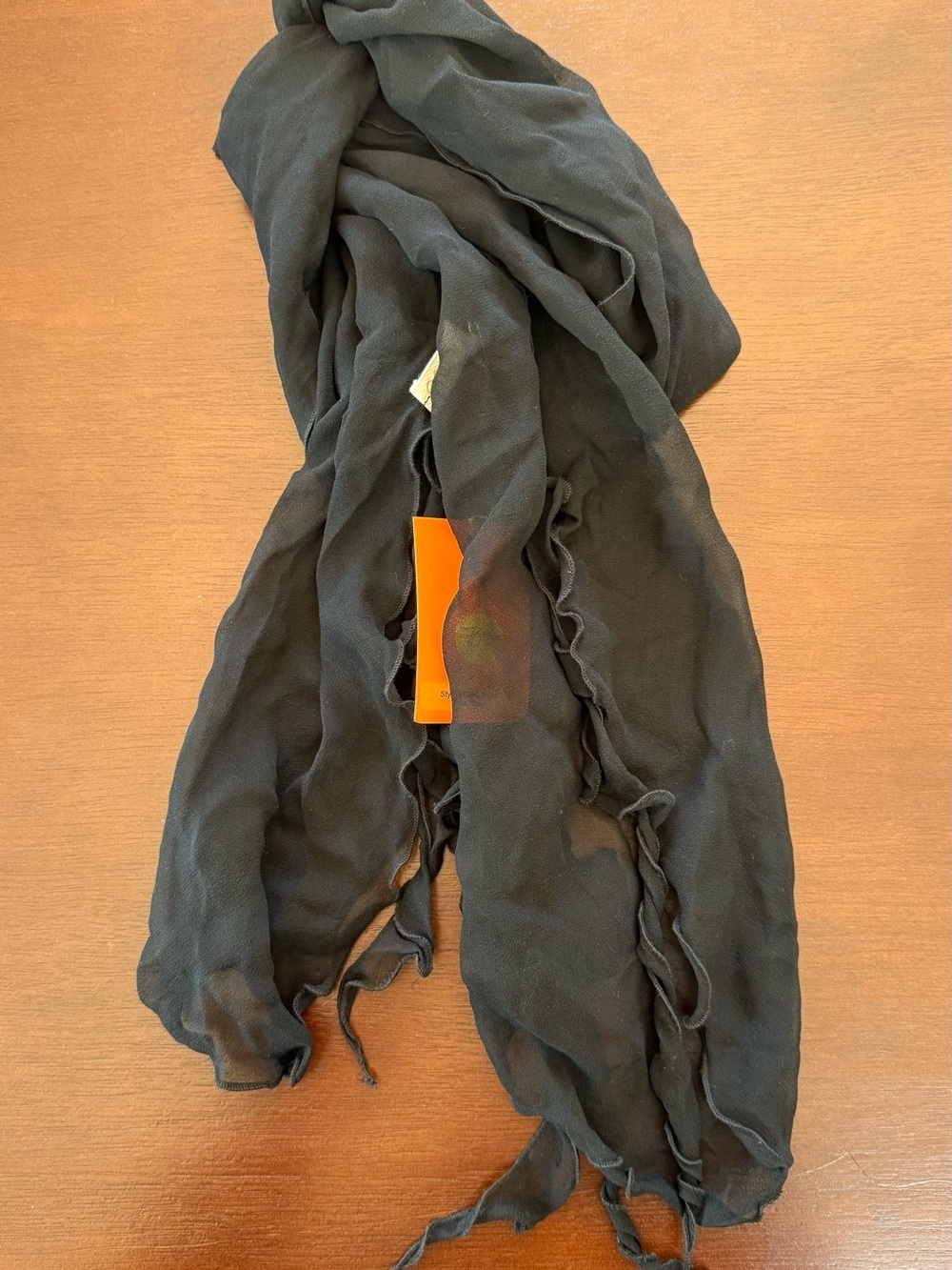 Lightweight Black Crinkled Fringe Scarf